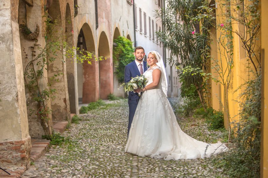 destination wedding treviso italy bride groom cobbled street